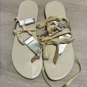 Elegant Cream and Silver Women's Gladiator Sandals